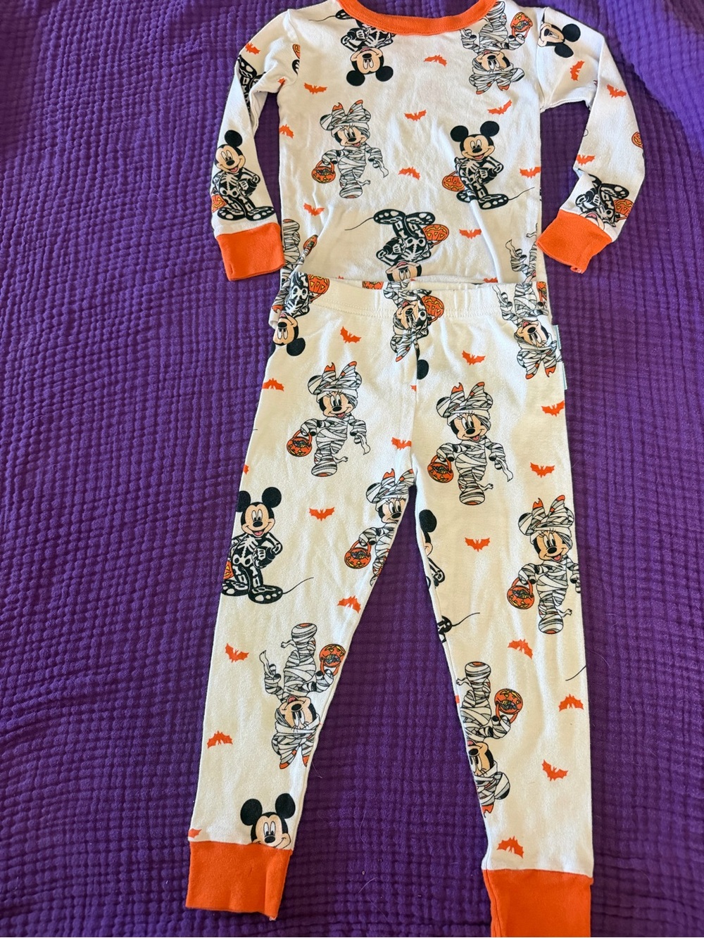 Disney Kids Mickey Mouse Halloween Mummy Pajama Pants - White & Orange